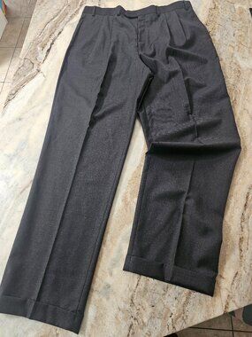 Lauren Ralph Lauren Wool Dress Pants 38x34 NWT Charcoal Pleated Cuffed